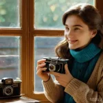 해외 직구로 빈티지 제품 구매하기 - **Prompt 1: Cozy Vintage Collector's Nook**
A young woman with shoulder-length, wavy brown hair,...