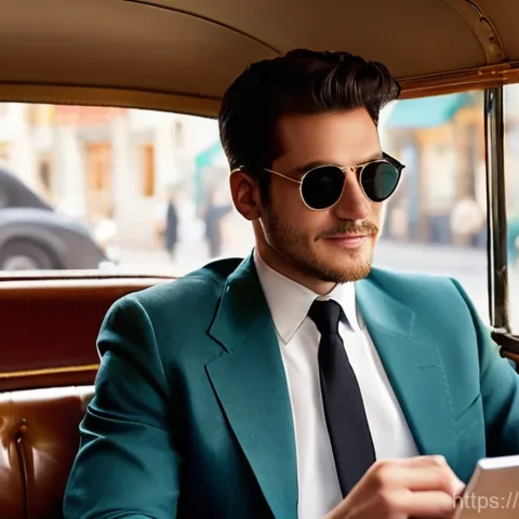 빈티지 선글라스 브랜드 - **Prompt:** A sophisticated person, gender-neutral, wearing classic Bausch & Lomb (B&L) era Ray-Ban ...