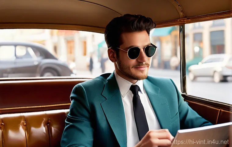 빈티지 선글라스 브랜드 - **Prompt:** A sophisticated person, gender-neutral, wearing classic Bausch & Lomb (B&L) era Ray-Ban ...