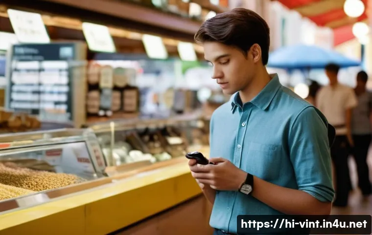 중고시장 거래 시 주의사항 - **Prompt 1: Safe Public Transaction & Inspection**
"A bright, well-lit scene at a bustling publi...